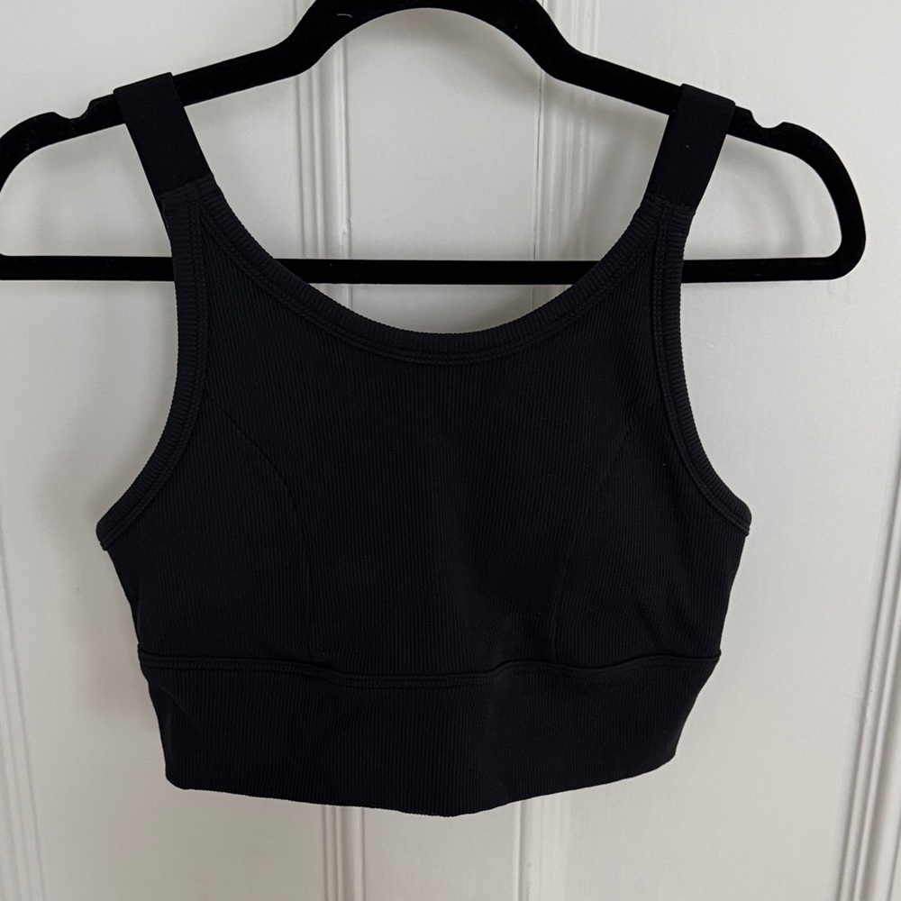 Aerie Black Ribbed Sports Bra